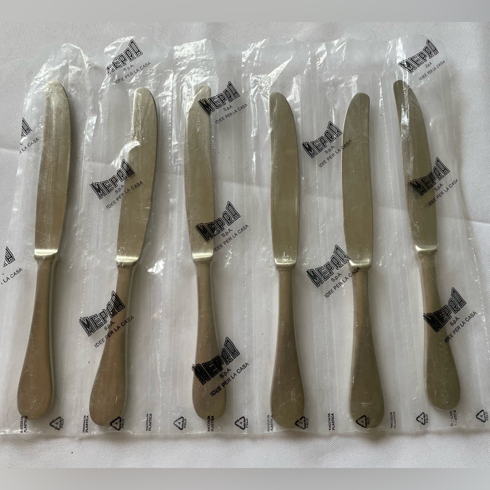 6 Mepra Table Knife Michelangelo Vintage Champagne Knives Flatware #2